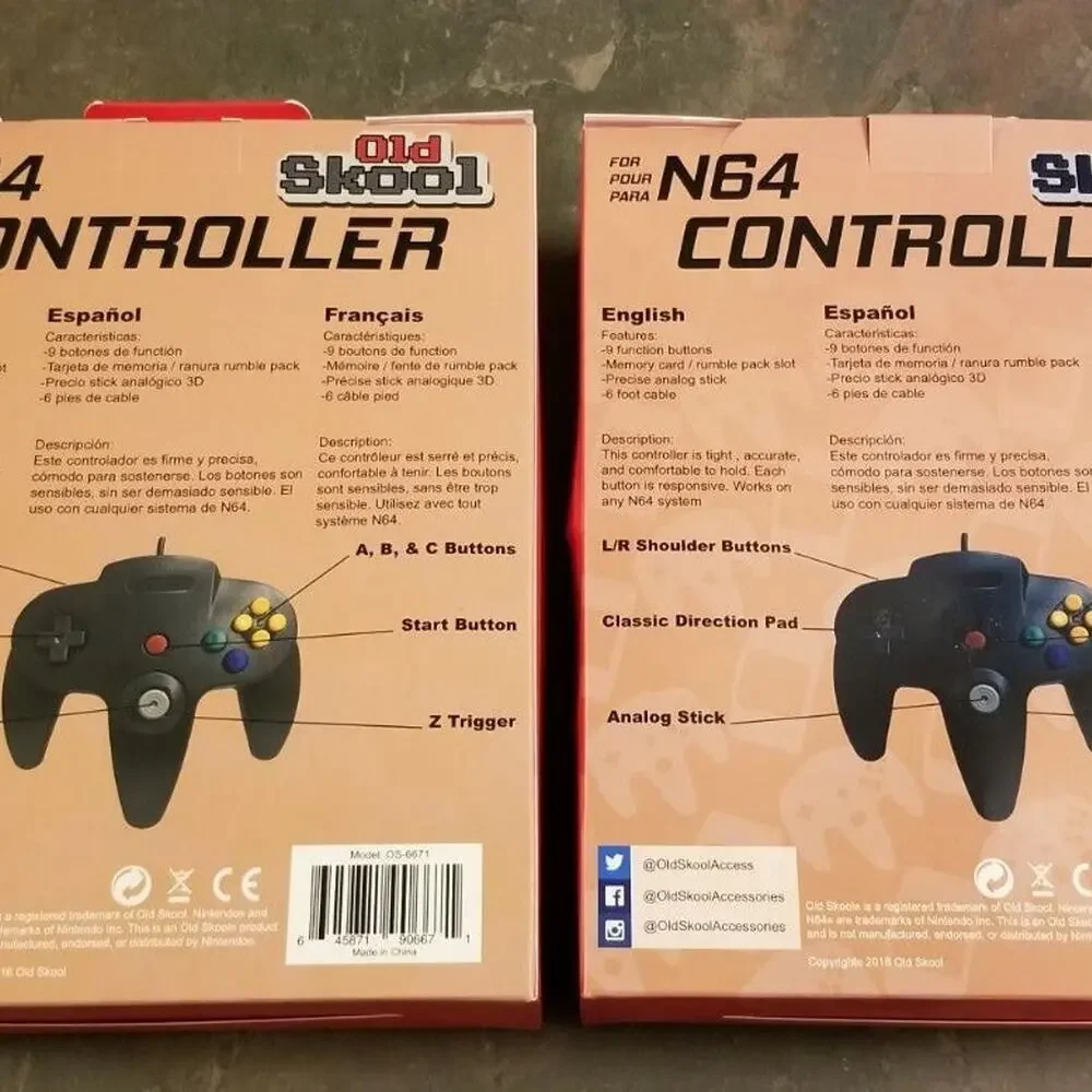 2 N64 Controllers - Gold & Atomic Purple (NEW) - Nintendo64 - Old Skool